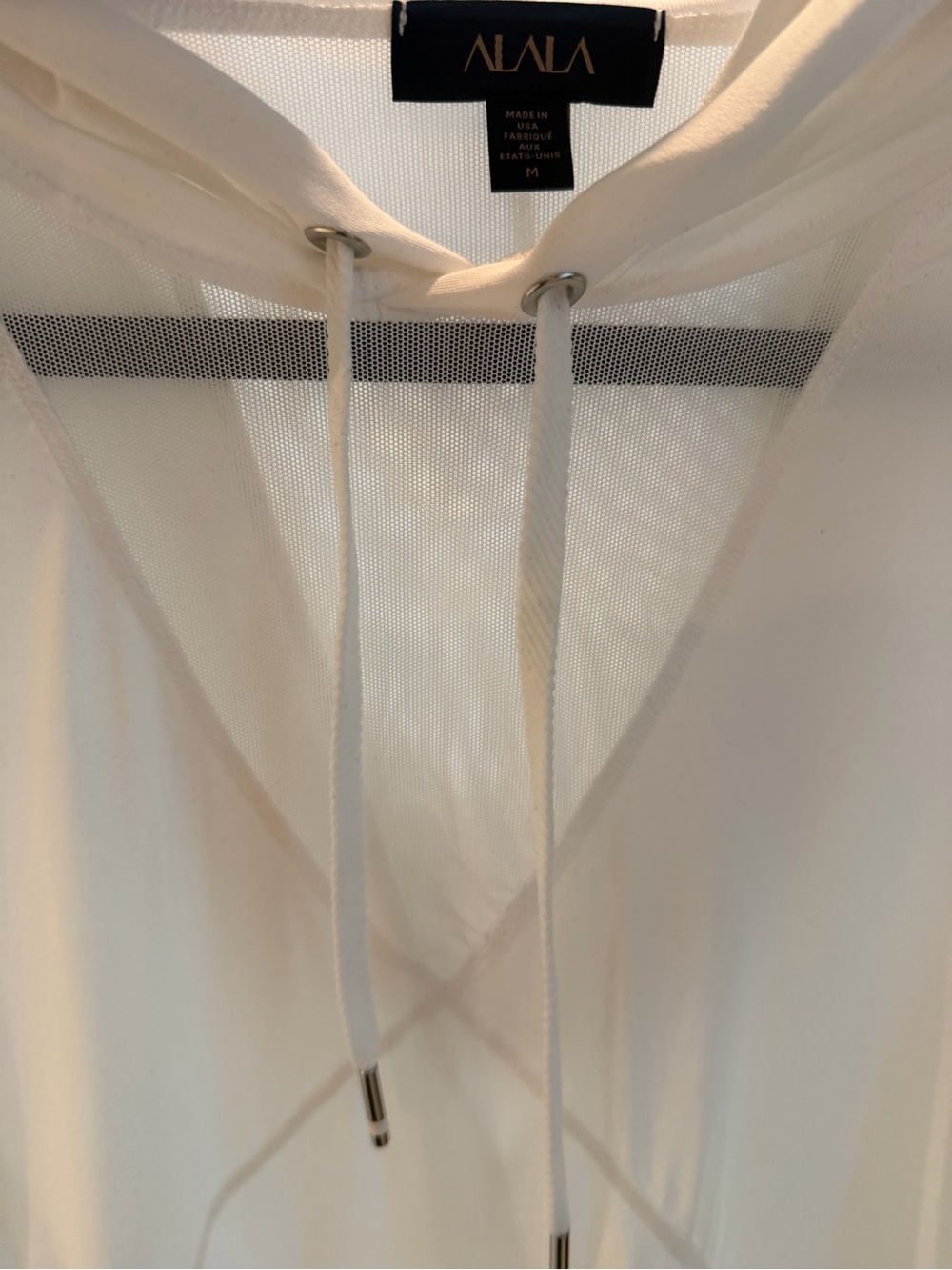 Alala White Lightweight Hooded Long Sleeve Pullover - Picture 5 of 5